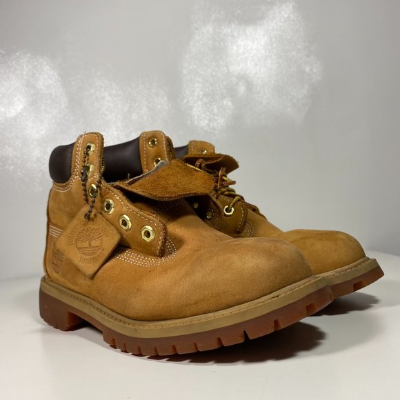 Timberland Youth Boots Waterproof Nubuck Wheat Brown Sz 3M - Picture 4 of 16